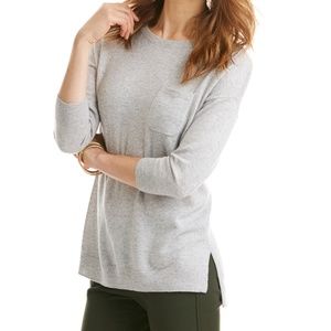 Vineyard Vines 3/4 sleeve Cashmere Tee light gray